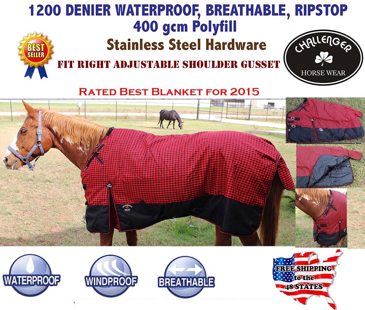 1200D Turnout Waterproof Horse WINTER BLANKET HEAVY WEIGHT BELLYBAND