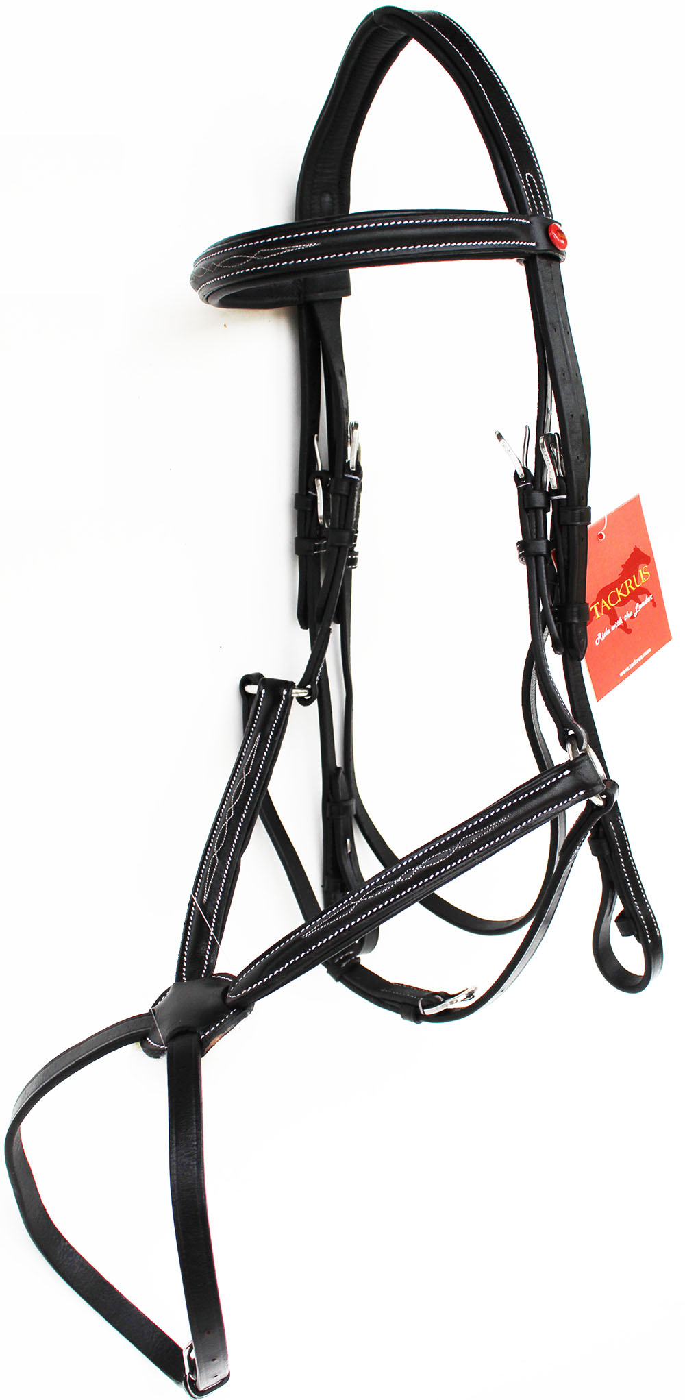 Horse English Padded Leather Raised Adjustable Flash Bridle Reins Full 803440F