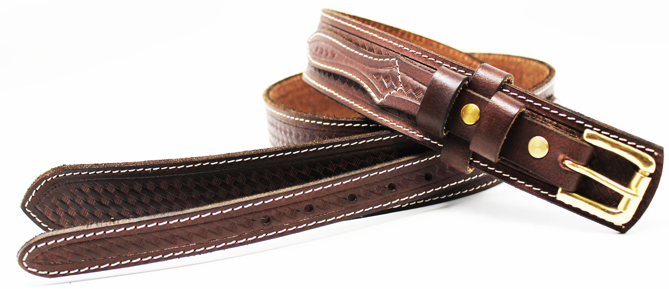 Mens Western 1-1//2/" Wide Basket Weave Tooled Leather Ranger Belt Holster 12RAA90