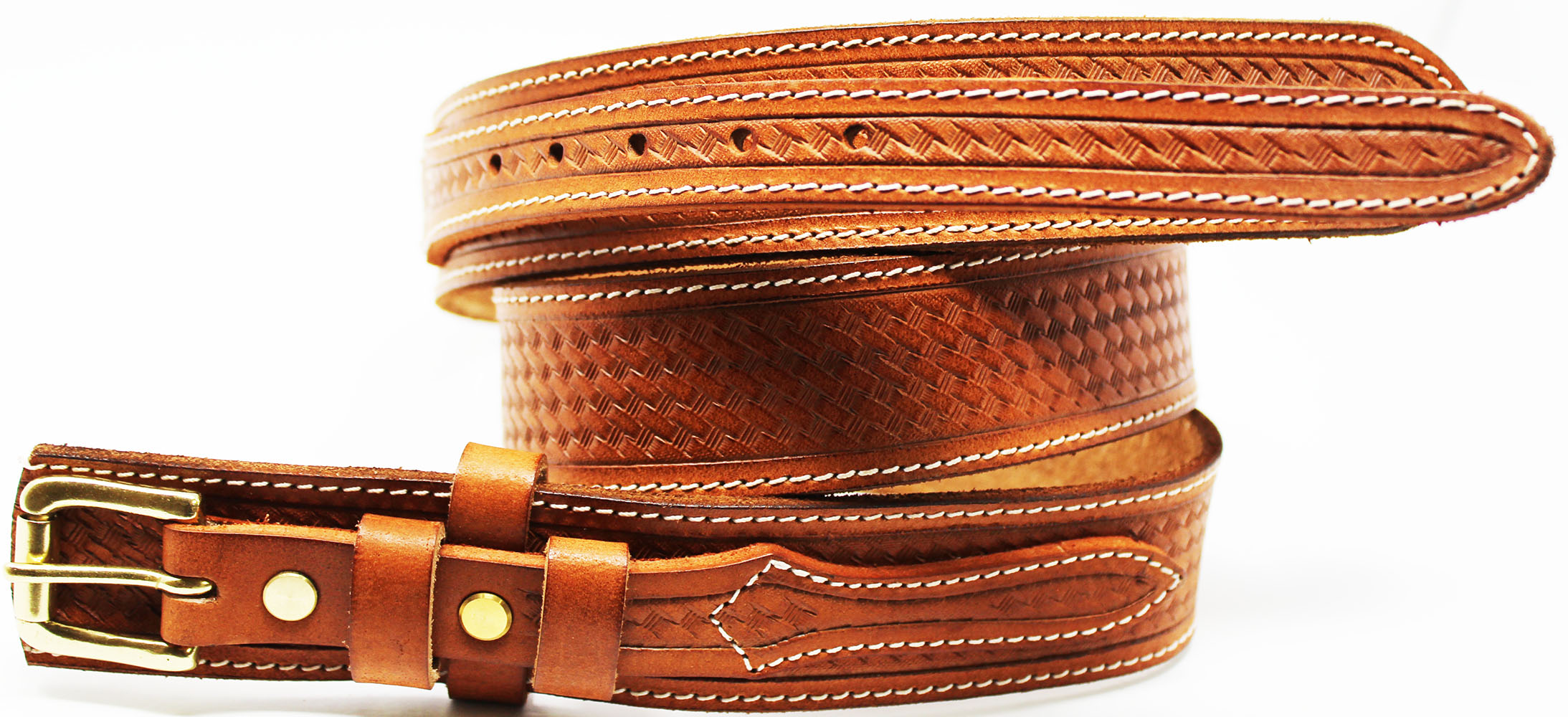 Mens Western 1-1//2/" Wide Basket Weave Tooled Leather Ranger Belt Holster 12RAA90