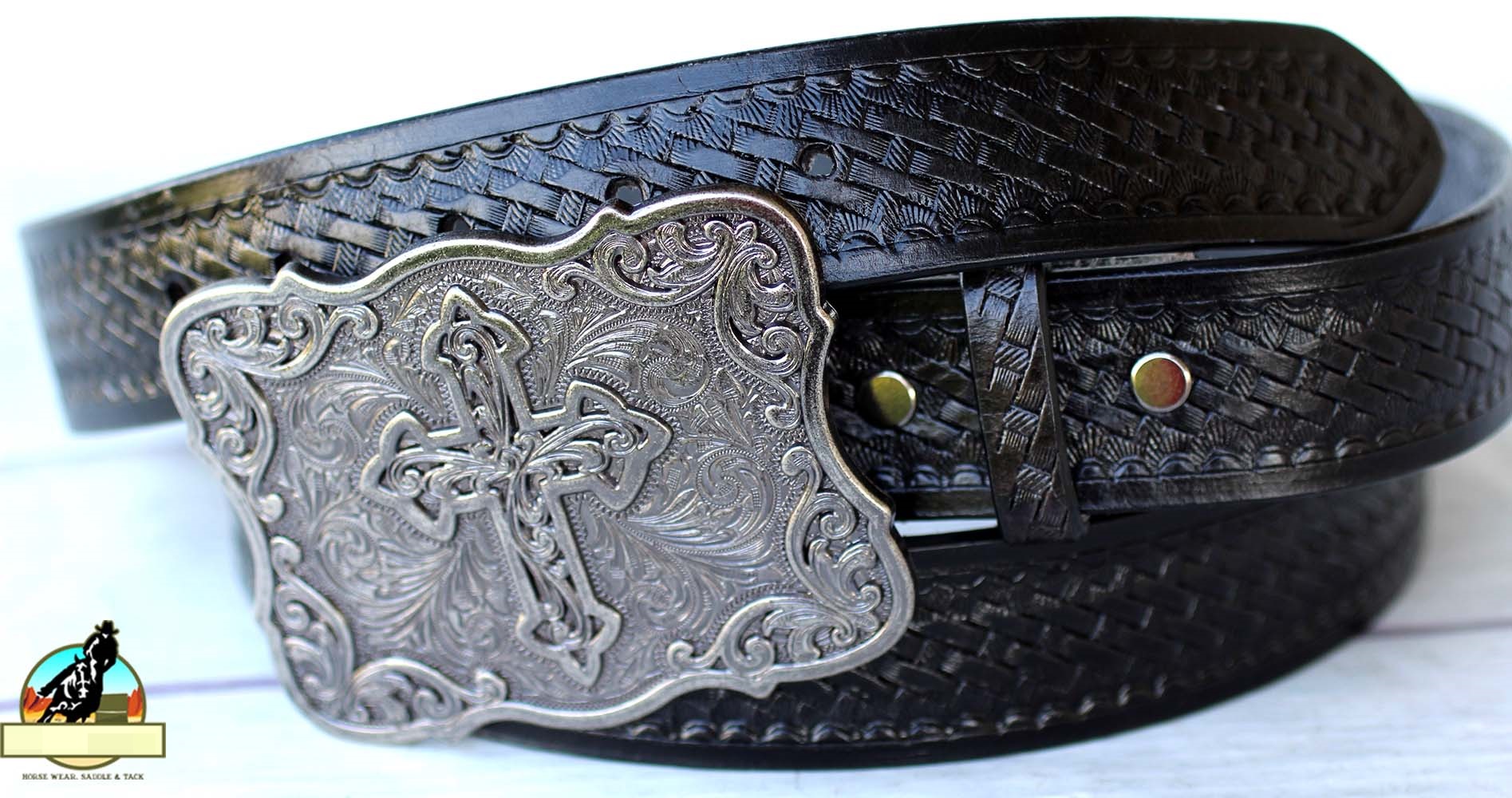 BLACK HANDMADE BASKET WEAVE TOOL WESTERN LEATHER MENS BELT 2609RS02BK2