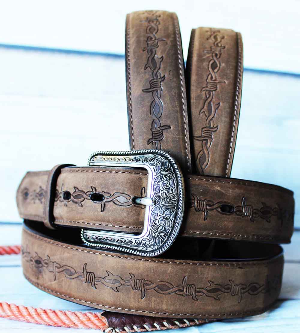 3D USA 11/2" Mens Western Basic Dress Fashion Carved Brown Leather Belt 261102 eBay