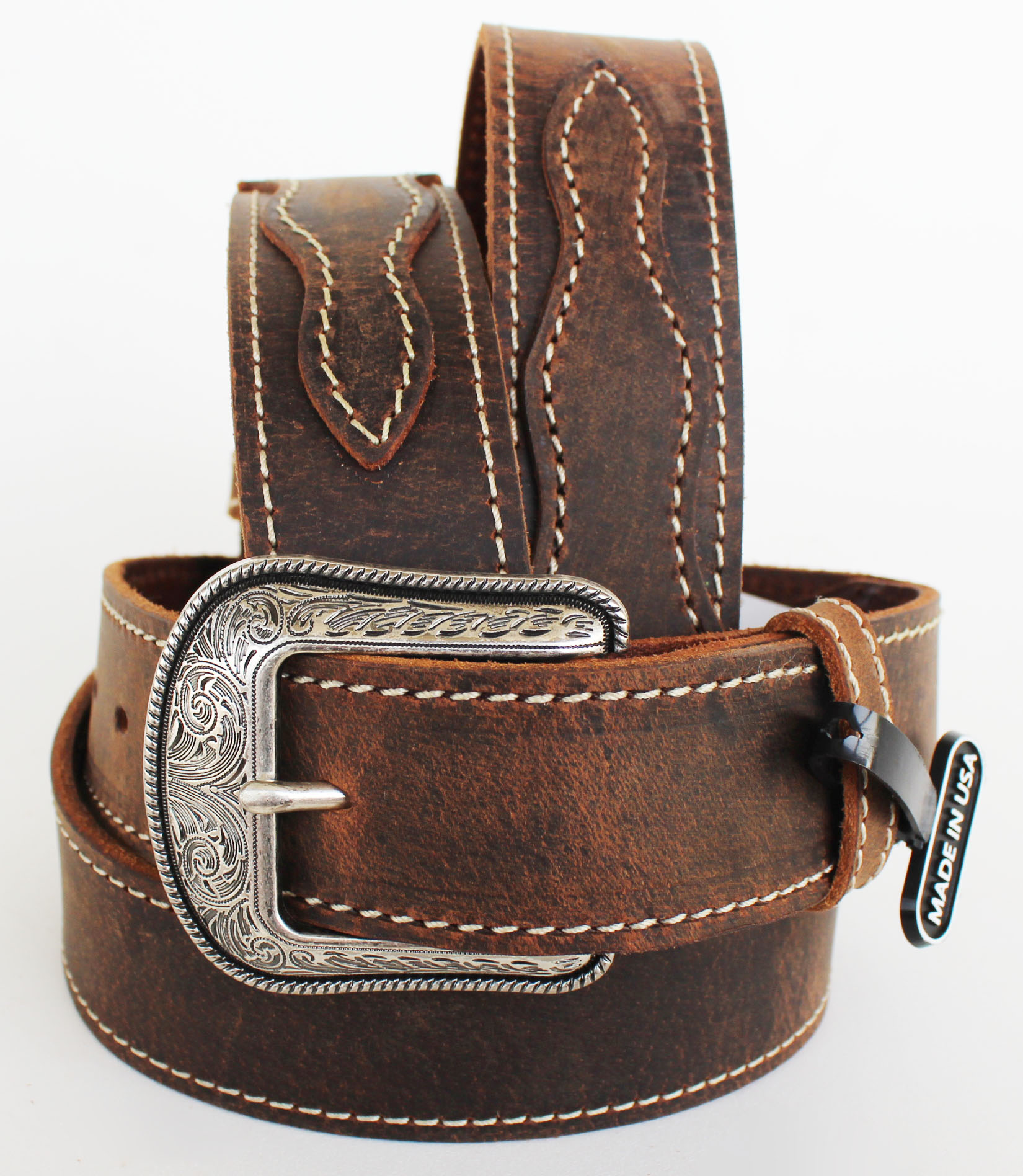 3334 3D Belt Western Men's Genuine Work Heavy Duty Leather Brown