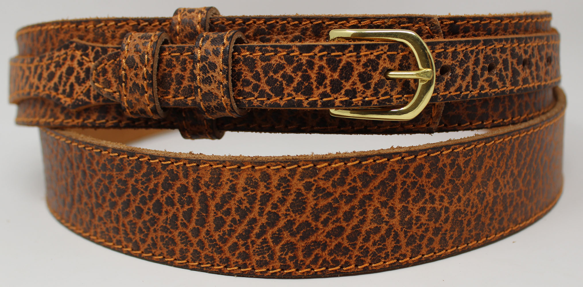 American Bison Buffalo Western Leather Ranger Belt Strap 1.5" Brass