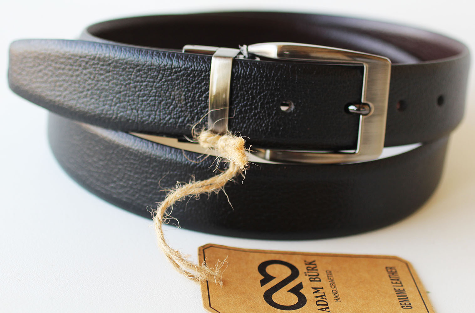 mens black leather dress belt Adam Burk 100% Cow Leather Mens Casual Reversible Dress Belt Black 26AB06A | eBay