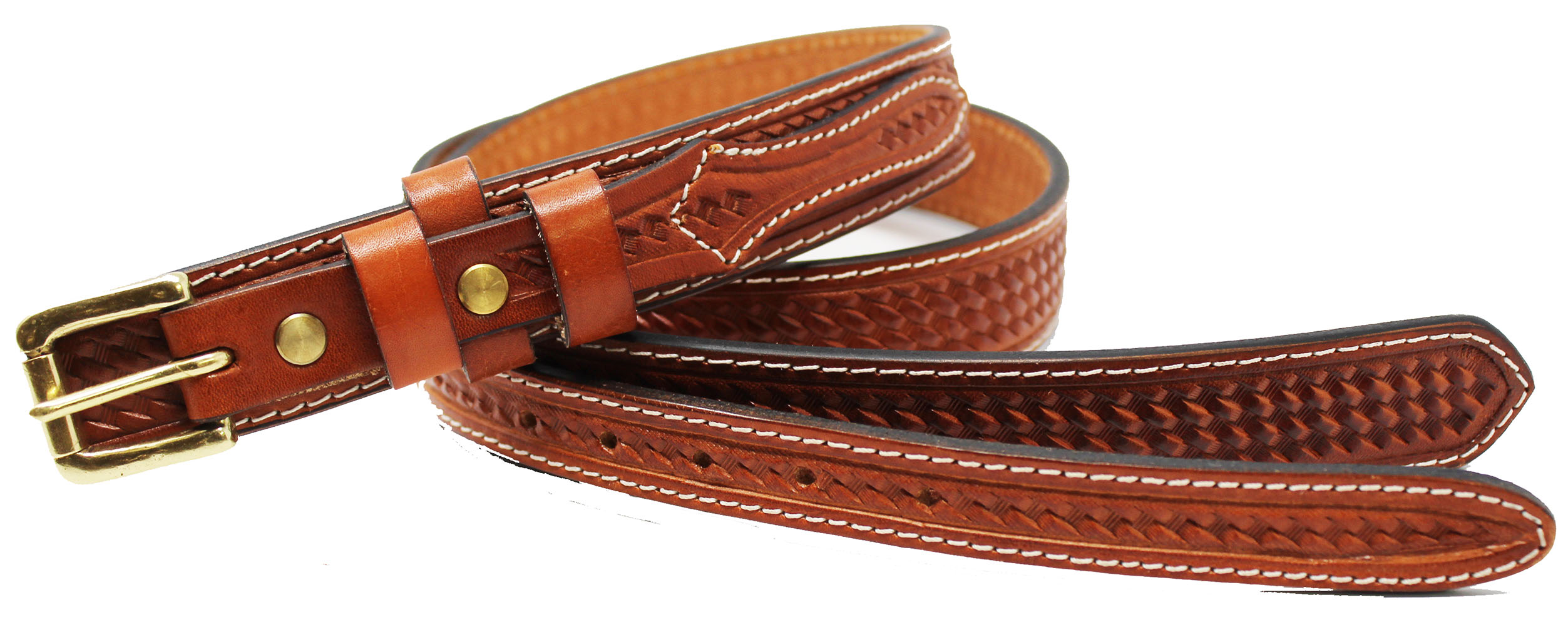 Mens Western Basket Weave Tooled Leather Ranger Belt Brown Amish USA 12RAA101 | eBay