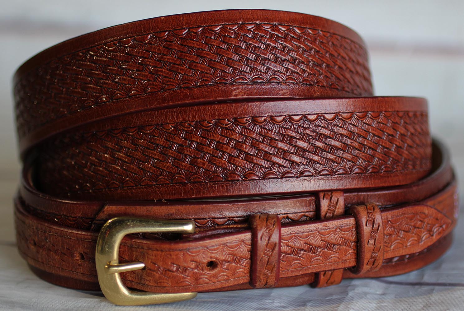PRORIDER Men&#39;s Western RANGER BELT Tooled Leather Basket Weave 26Ranger | eBay