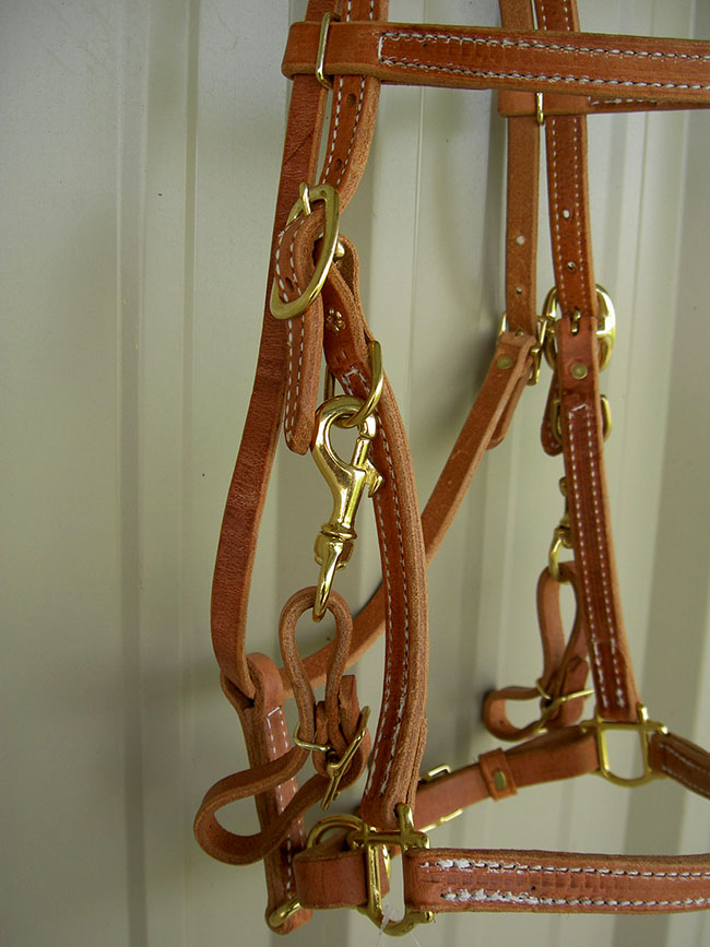 Amish MADE IN USA Horse Tack Hermann Oak Leather Halter Bridle Combo