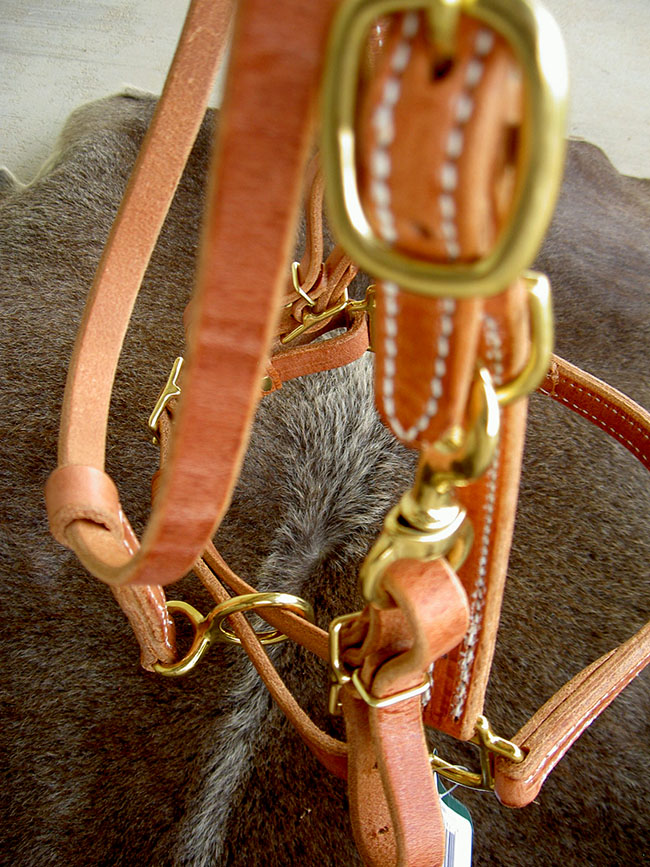 Amish MADE IN USA Horse Tack Hermann Oak Leather Halter Bridle Combo