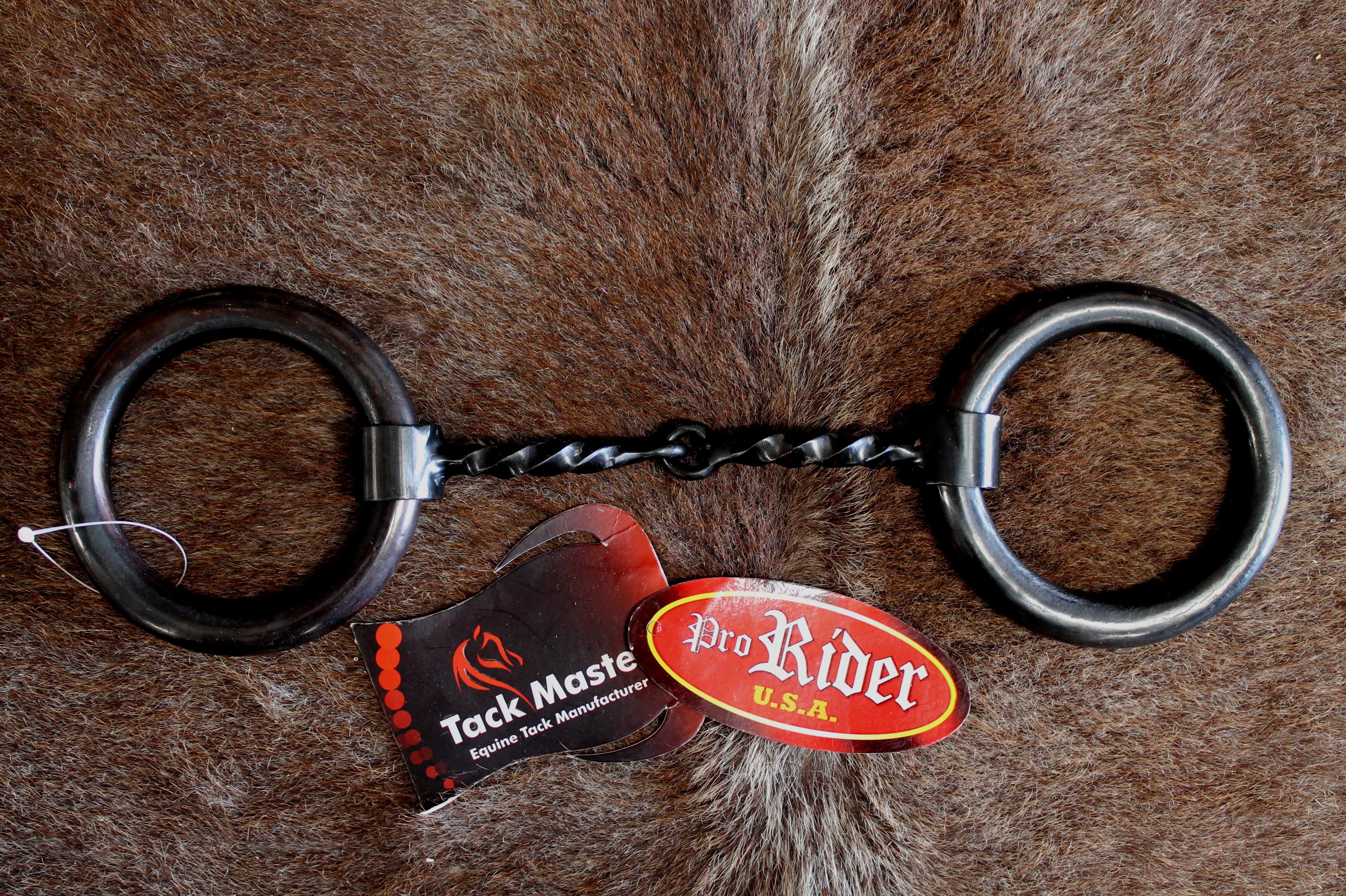 Black Steel Ring Slow Twist 5" Mouth Snaffle Horse Bit Tack Bridle