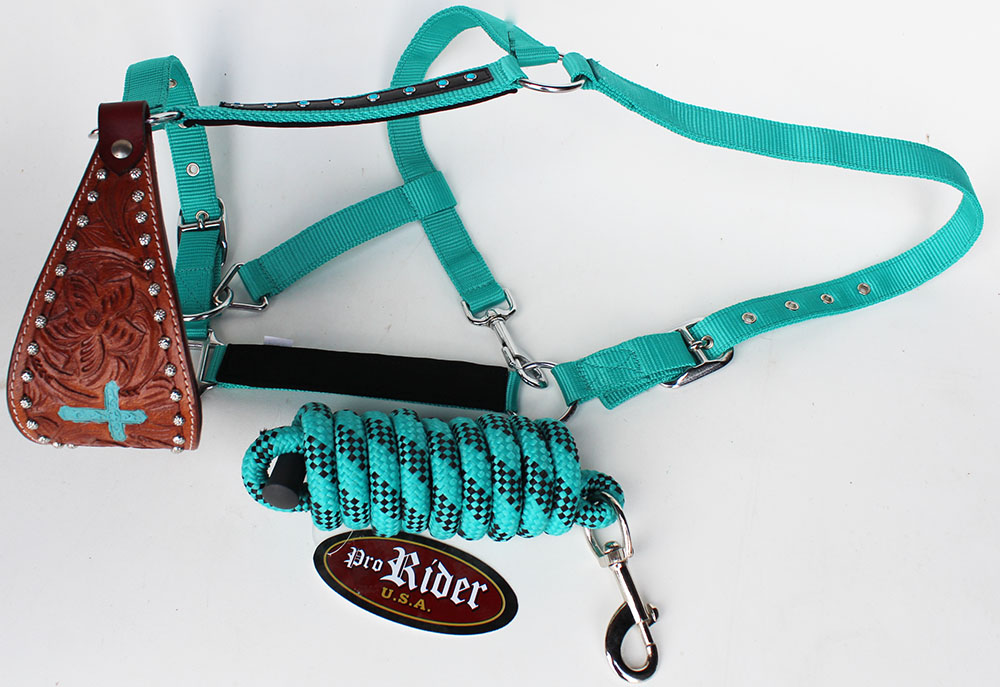 Noseband Tack Bronc Leather Halter Tiedown Lead Rope 280290 eBay