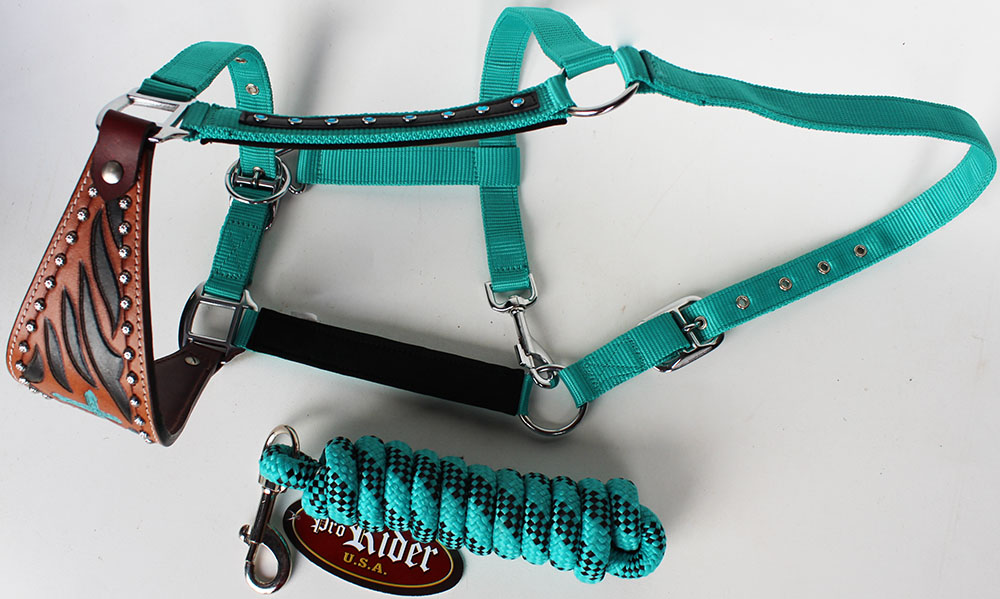 Noseband Tack Bronc Leather HALTER Tiedown Lead Rope 280295 eBay