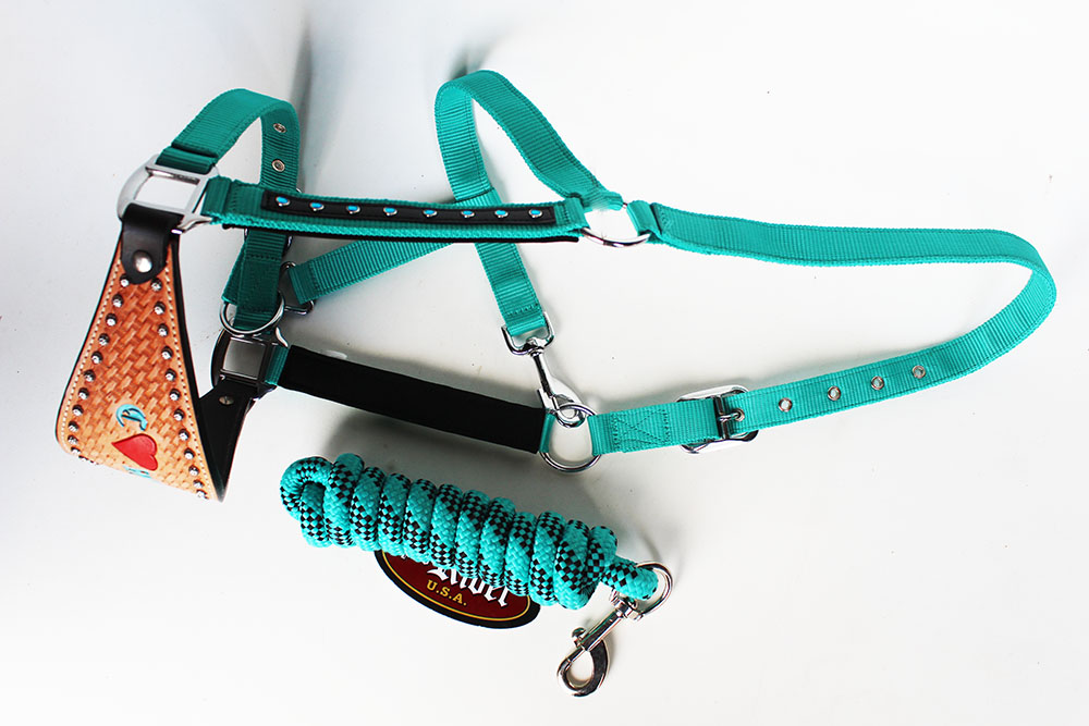 Noseband Tack Bronc Leather HALTER Tiedown Lead Rope 280297 eBay