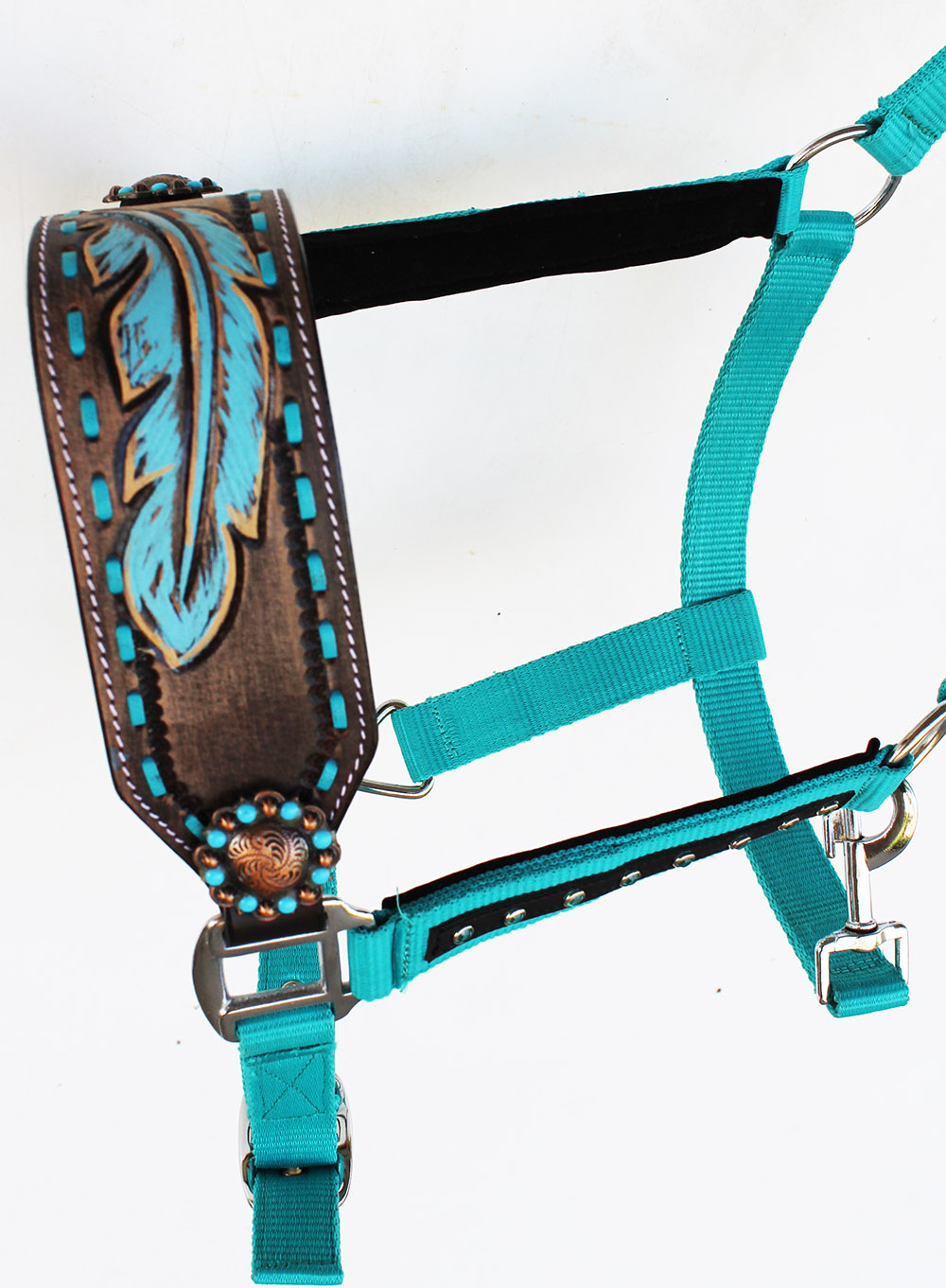 Horse Noseband Tack Bronc Leather HALTER Tiedown Lead Rope 280M33 eBay