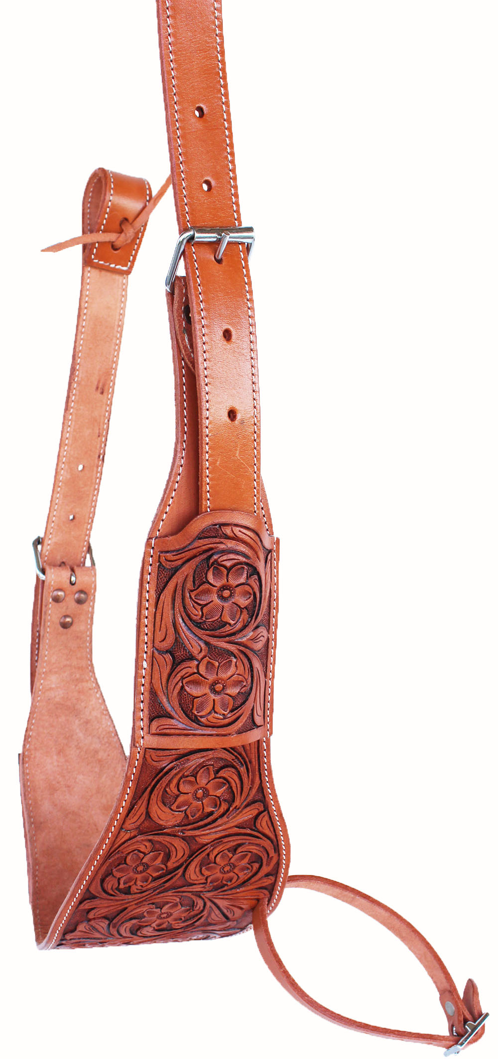 Horse Western Floral Tooled Leather Rear Flank Saddle Cinch w/ Billets