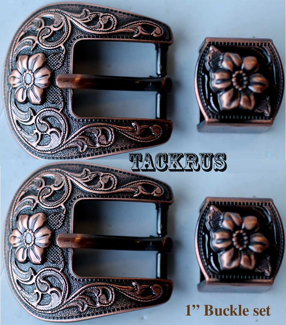 Horse Set 2 Buckle Saddle Western Headstall Bridle Belt 3/4 Antique