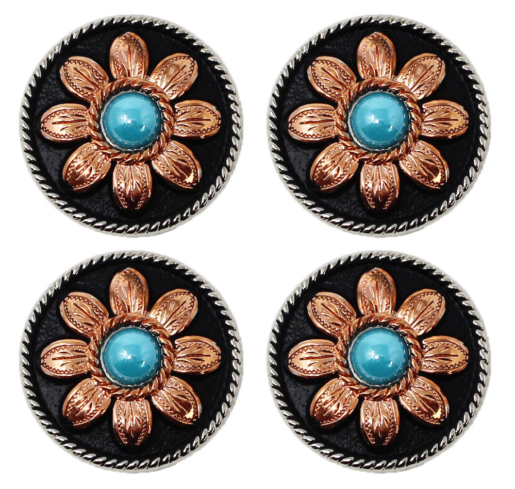 Concho Set of 4 Conchos Western Saddle Tack Turquoise Stone 401546