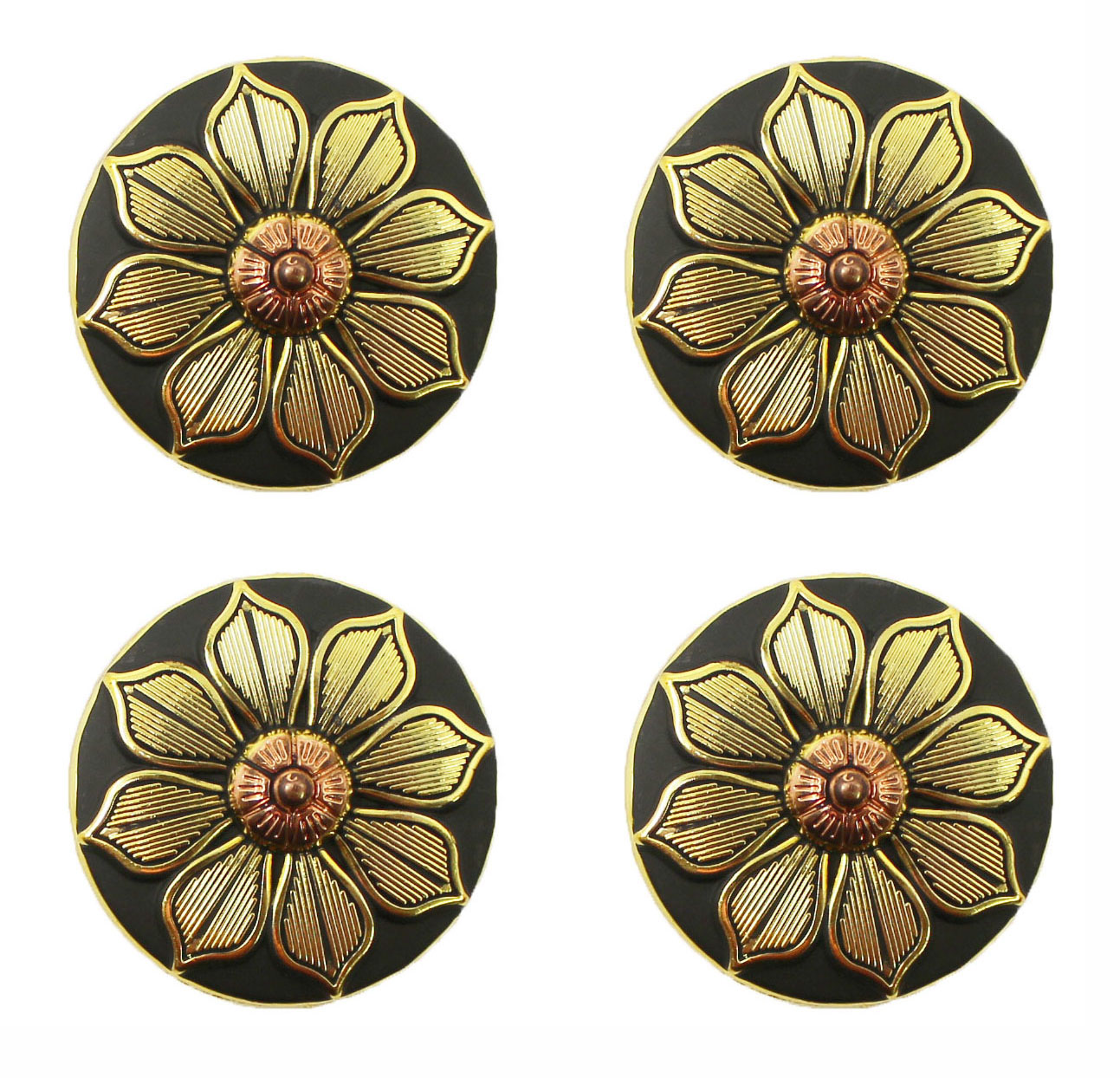 Concho Set of 4 Conchos Western Saddle Tack 1-1//4/" Engraved Copper Flower 401559