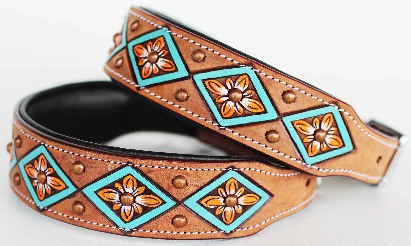 Bling Rhinestone Dog Puppy Collar Crystal Western Cow Leather 6020