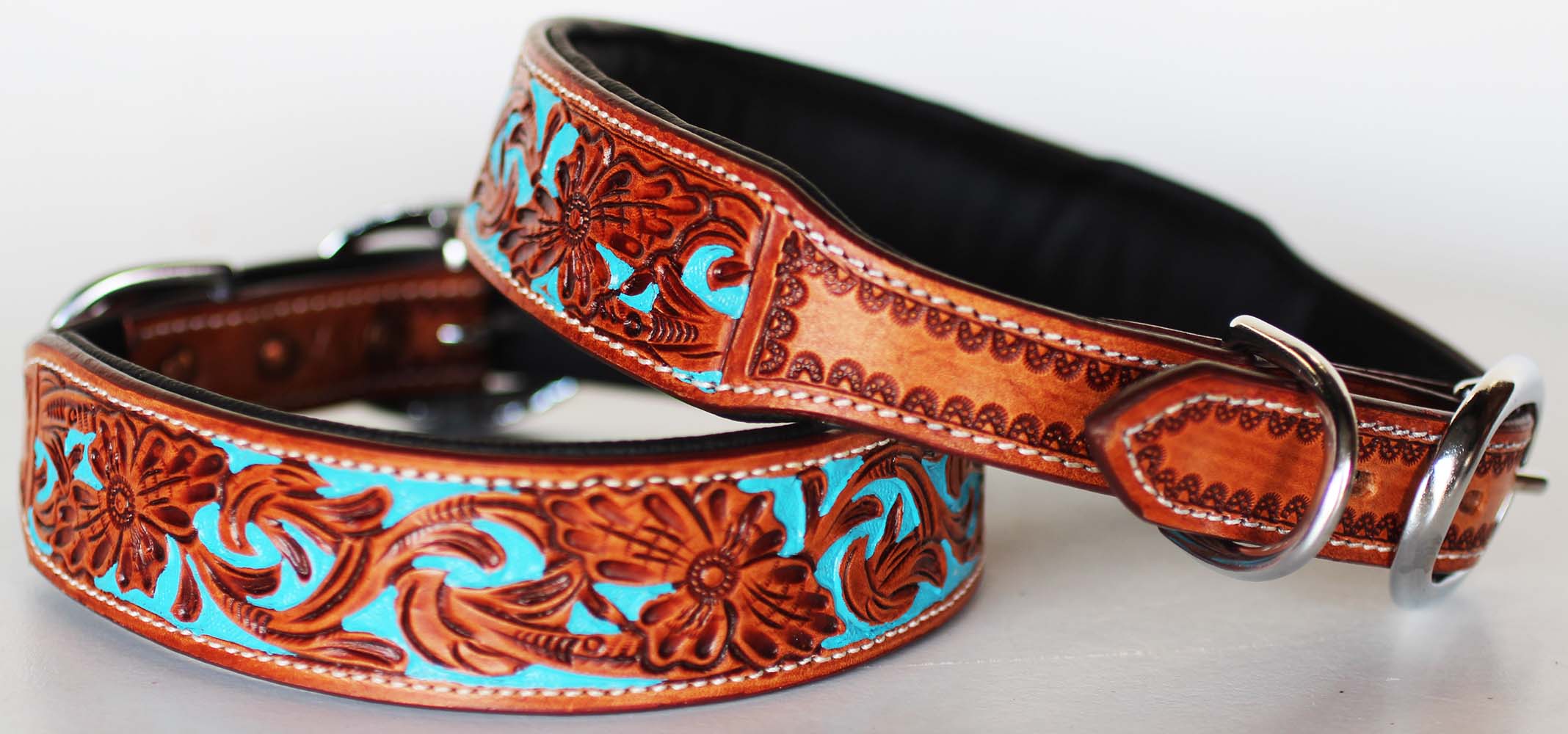 Dog Puppy Collar Hand Tooled and Painted Cow Leather Western 6047 eBay