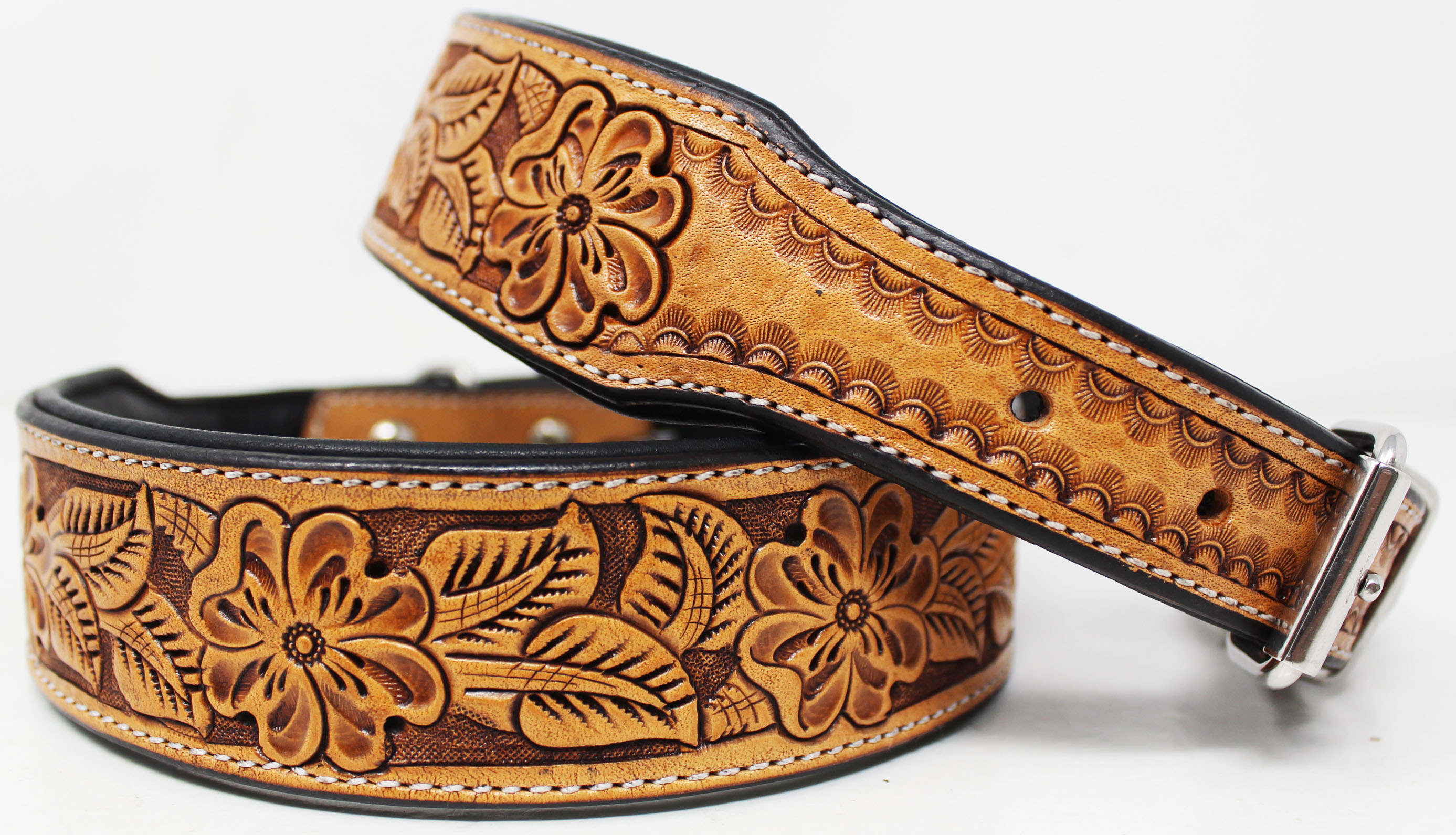 Heavy Duty Padded Leather Floral Tooled Dog Collar 60FKDog eBay