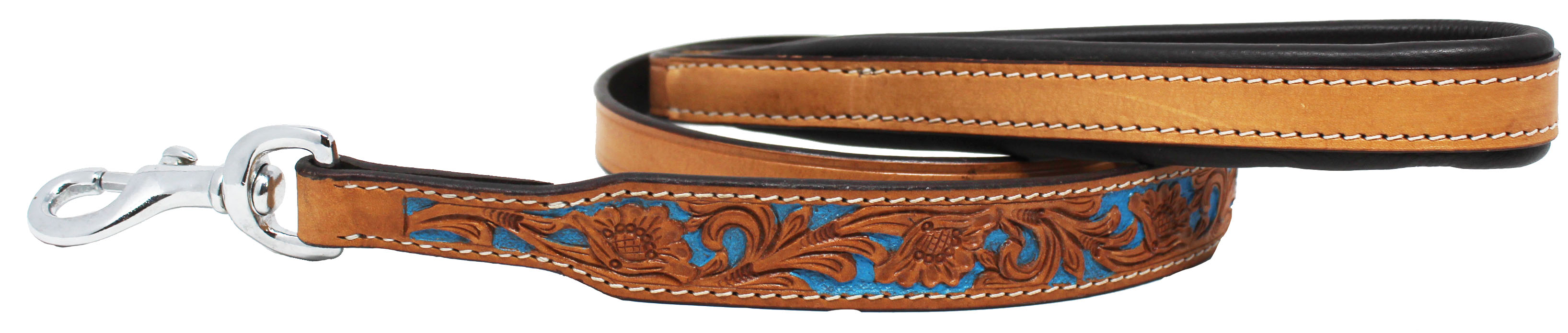 Floral-Tooled-Leather-Dog-Collar-Leash-Padded-Handle-600104