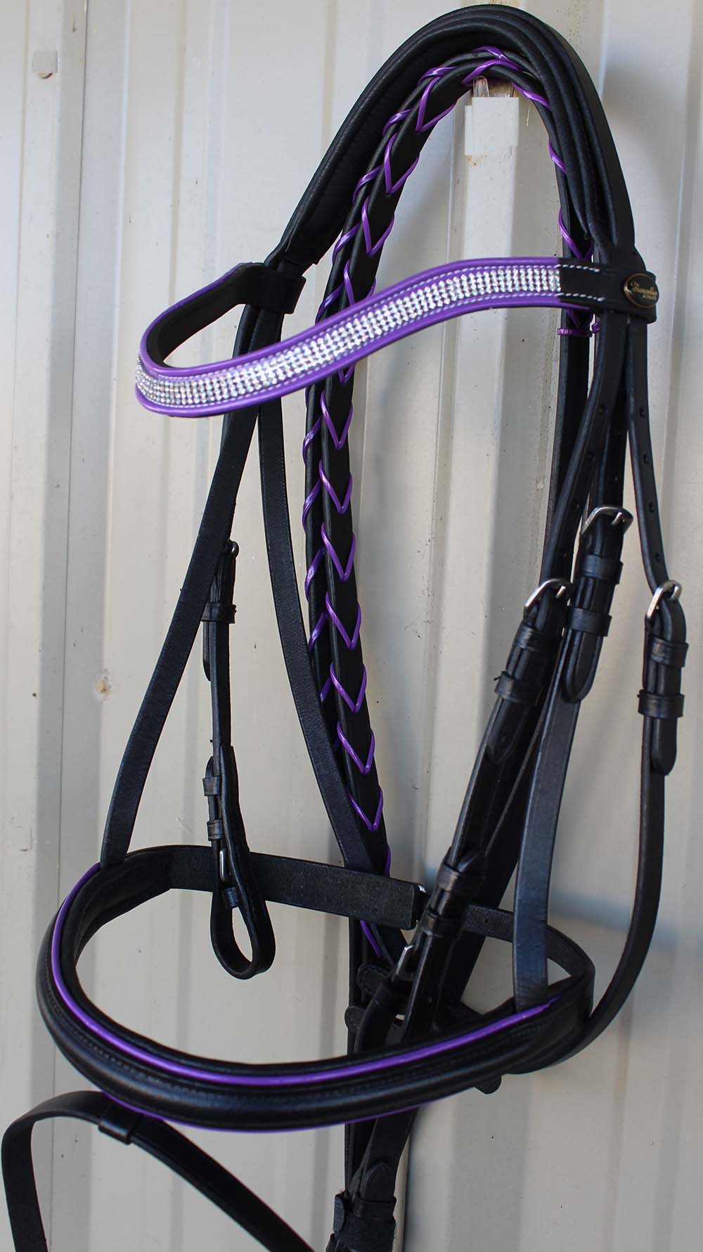 Horse English Show Padded Bridle Crystal Bling Browband Purple 80315F