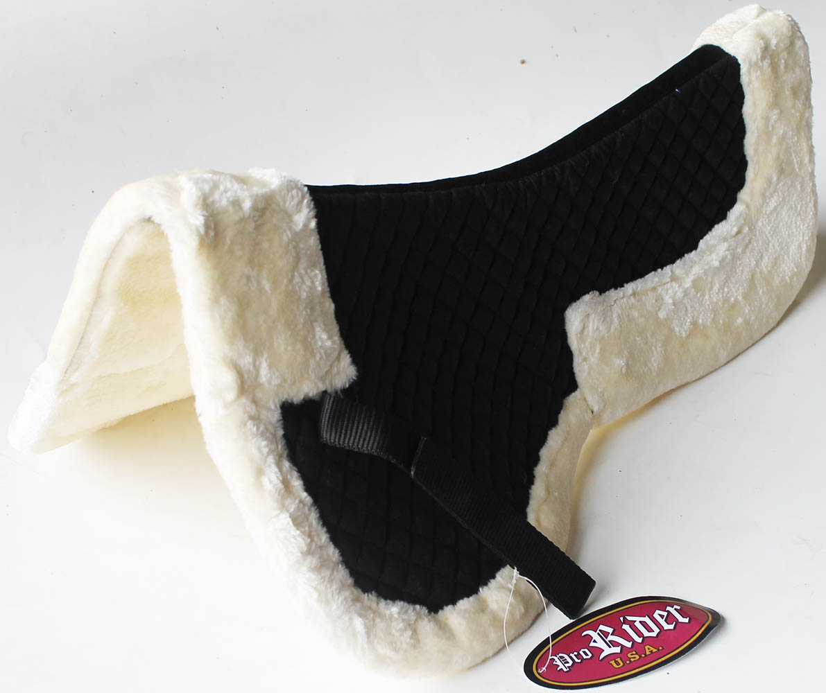 Horse English Western SADDLE Faux Fur Half Pad Black 12216 eBay