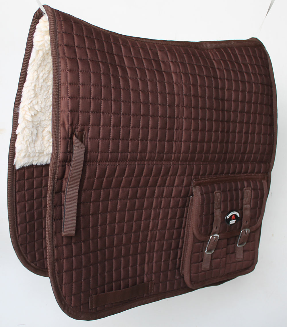 Horse Quilted ENGLISH SADDLE PAD Pockets Half Fleece Padded Dressage 7270