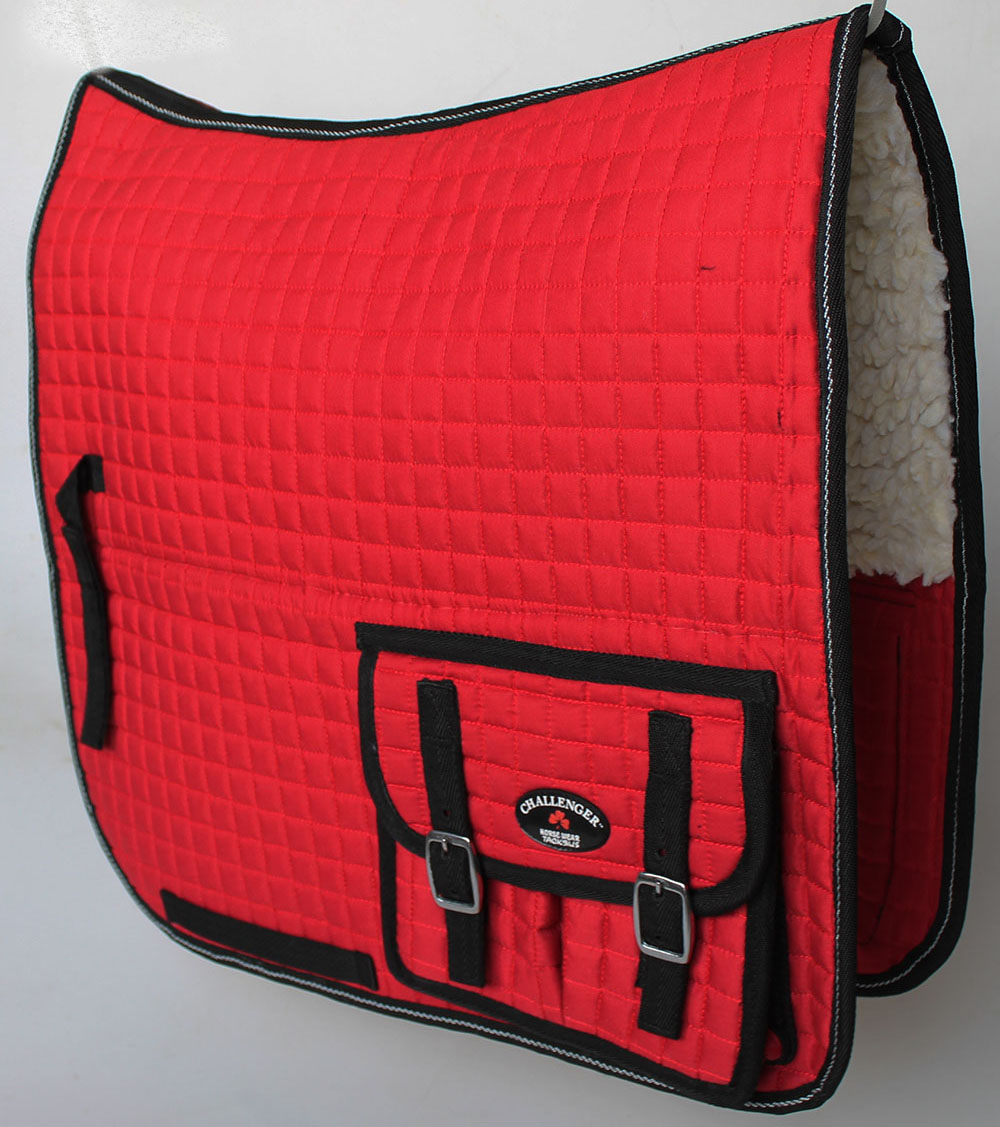 Horse Quilted ENGLISH SADDLE PAD Pockets Fleece Padded Dressage