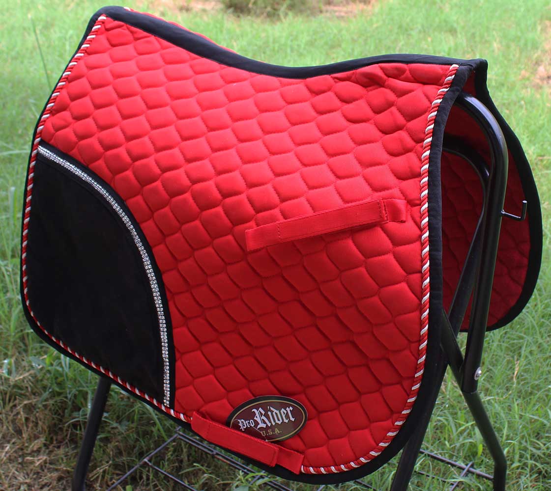 Horse Quilted ENGLISH SADDLE PAD Tack Trail Riding Red Black 72F11 eBay
