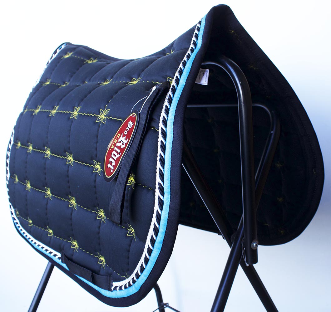 Horse Quilted ENGLISH SADDLE PAD Tack Trail Riding Contoured Navy Blue