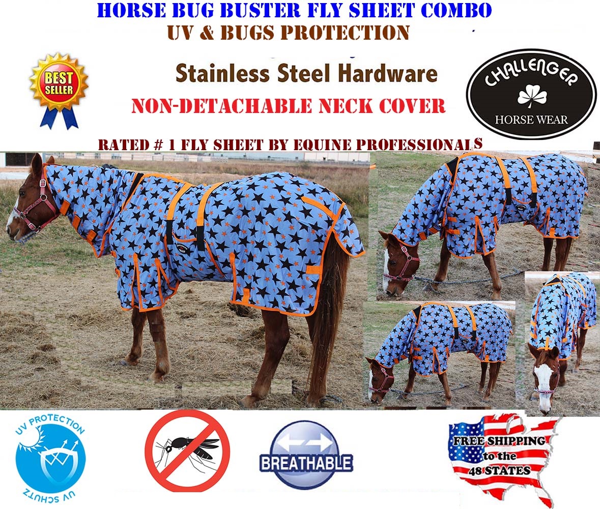 Horse Bug Mosquito Fly Sheet Summer Spring Airflow Mesh UV Neck 73135