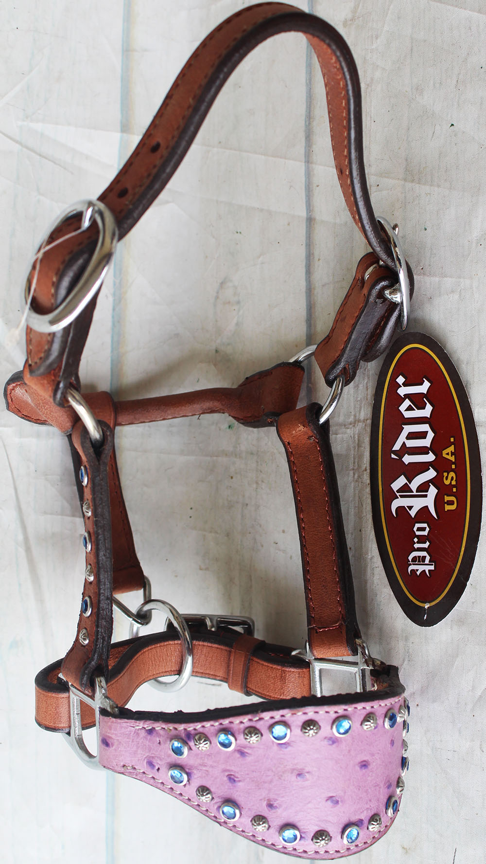 Horse Noseband Tack Leather Bronc Show HALTER Tiedown 28139