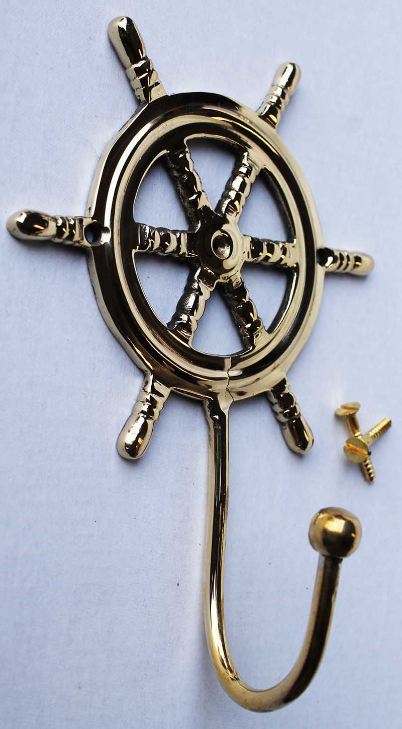 LOT OF 3 Marine Nautical Anchor Solid Brass Ship Wheel Coat Hat Wall Hook 6729 eBay