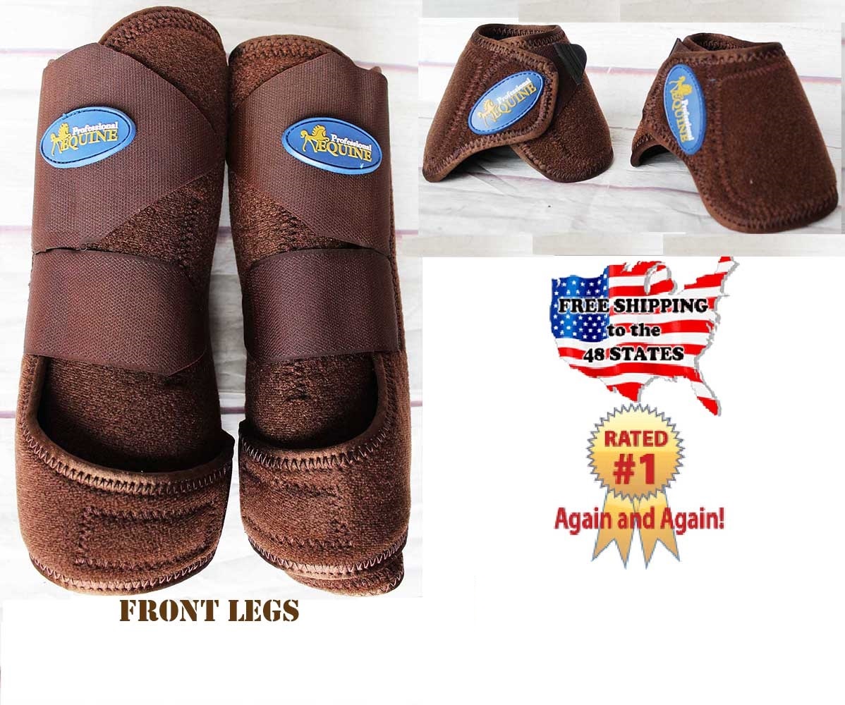 Horse Professional Equine Sports Medicine Splint Bell Boots Brown 41DBD