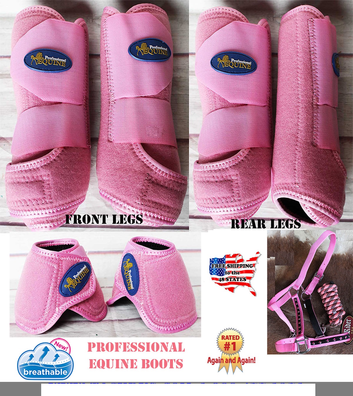 Horse Professional Equine Sports Medicine Splint Bell Boots Pink COMBO