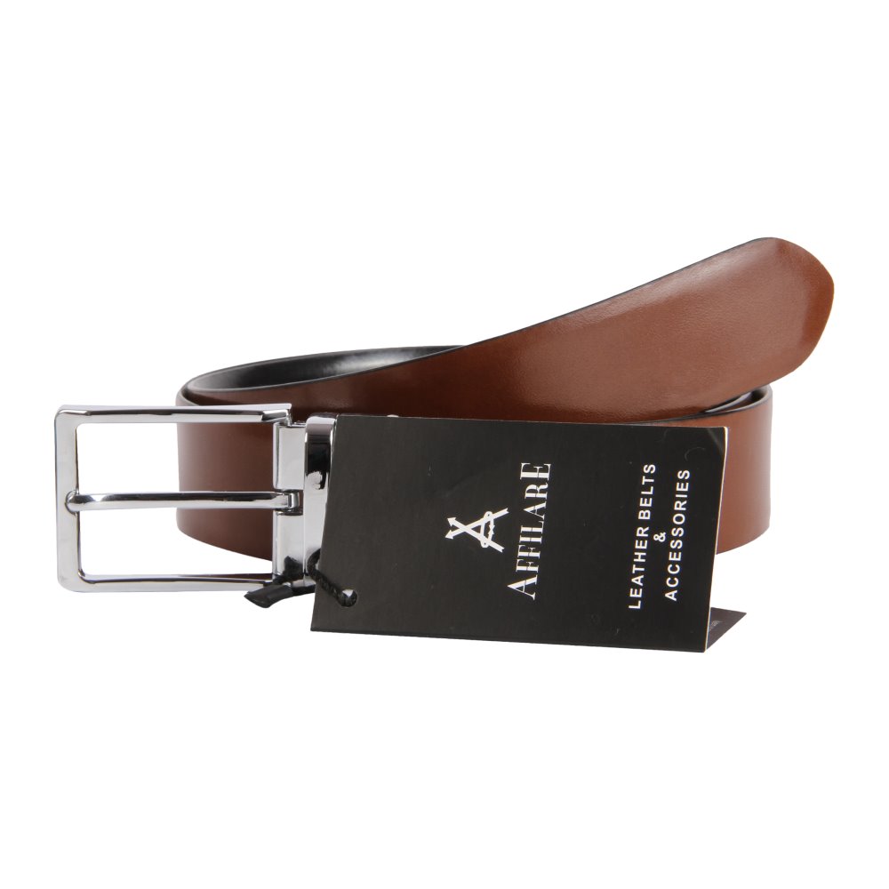 Affilare Men/'s Genuine Italian Leather Dress Belt Black Brown Reversible 12RB562