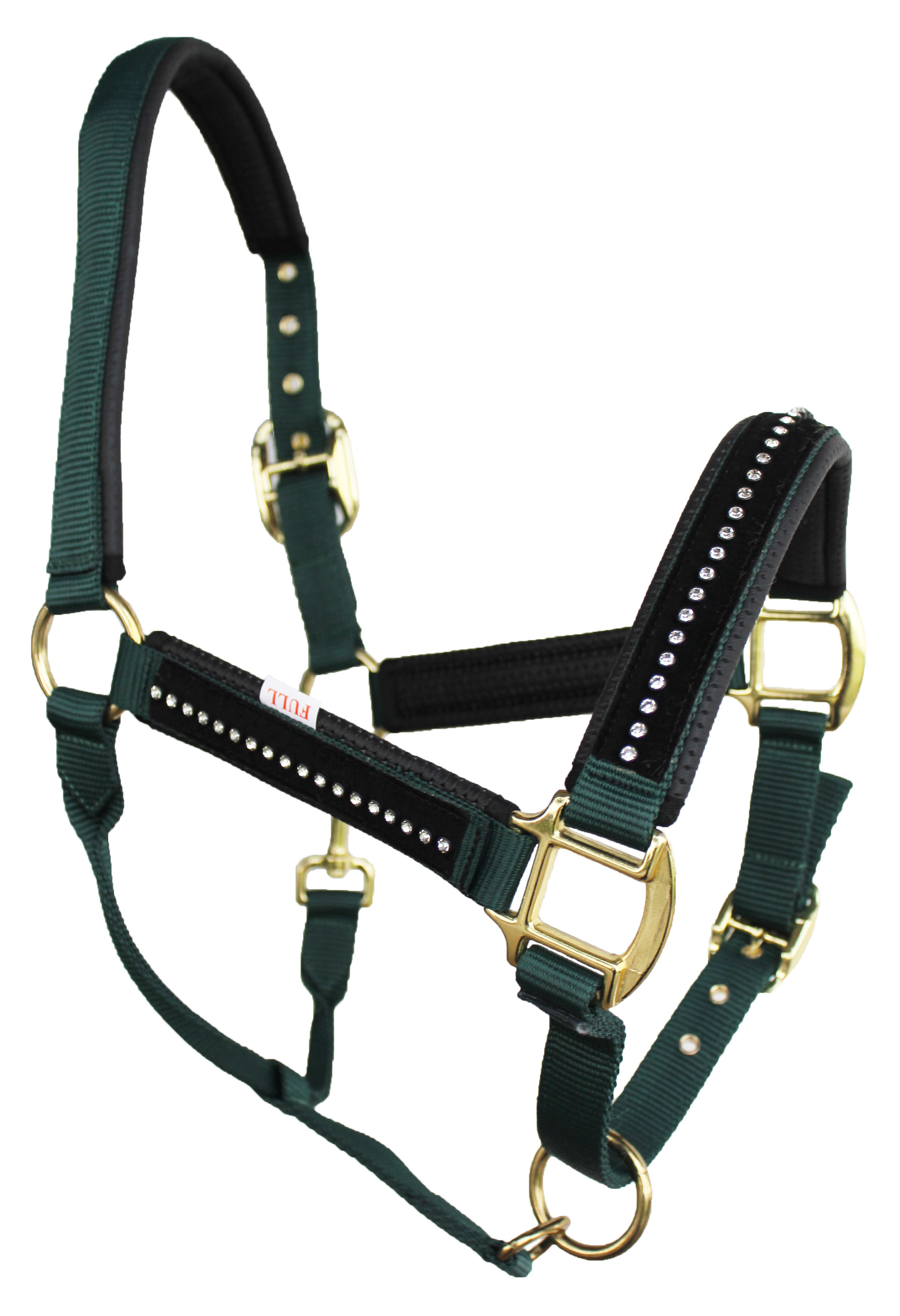Nylon Horse Halter Neoprene Padded Lead Rope Brass Hardware Rhinestones