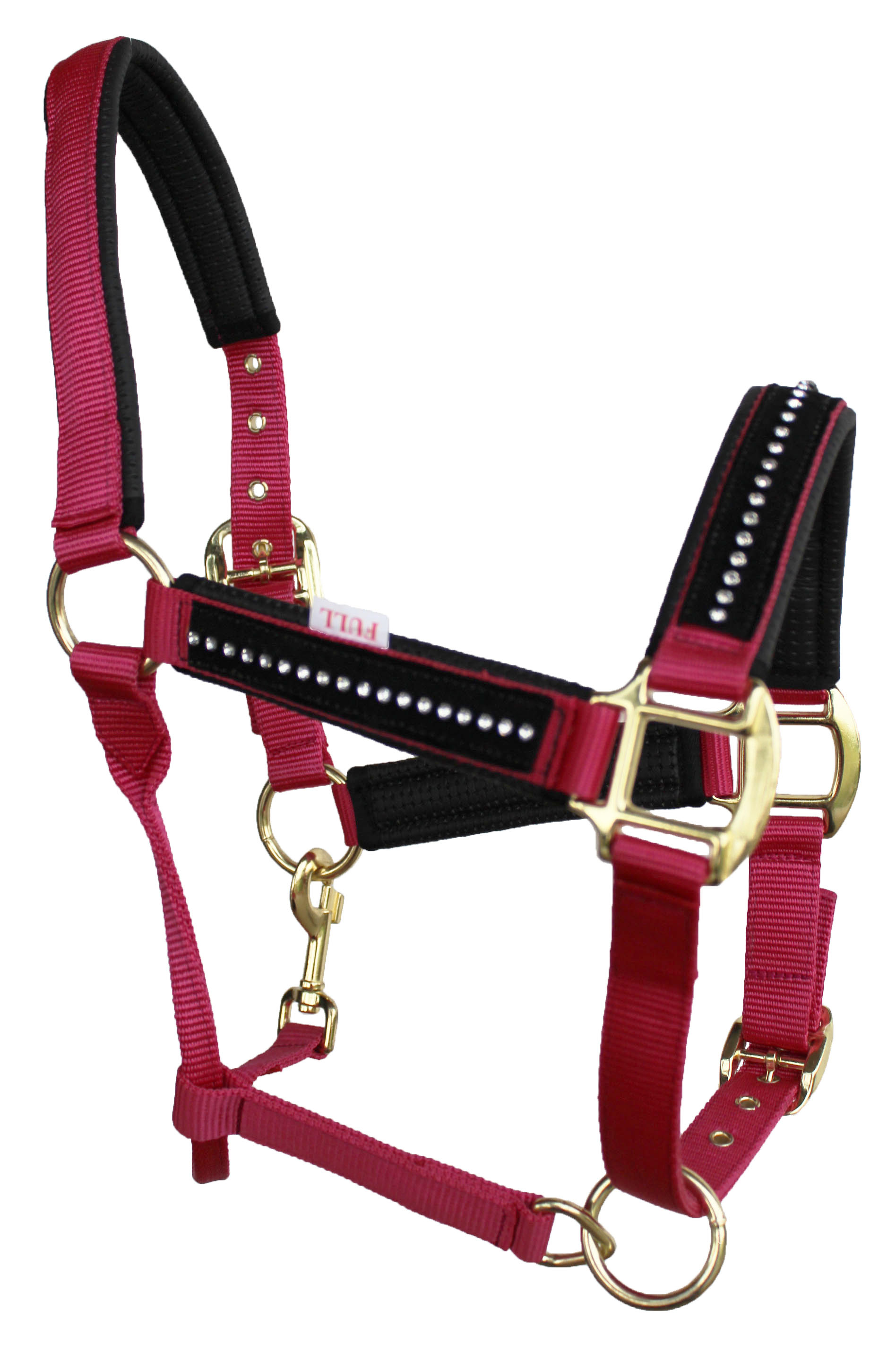 Nylon Horse Neoprene Padded Halter Brass Hardware w/ Rhinestones 606172