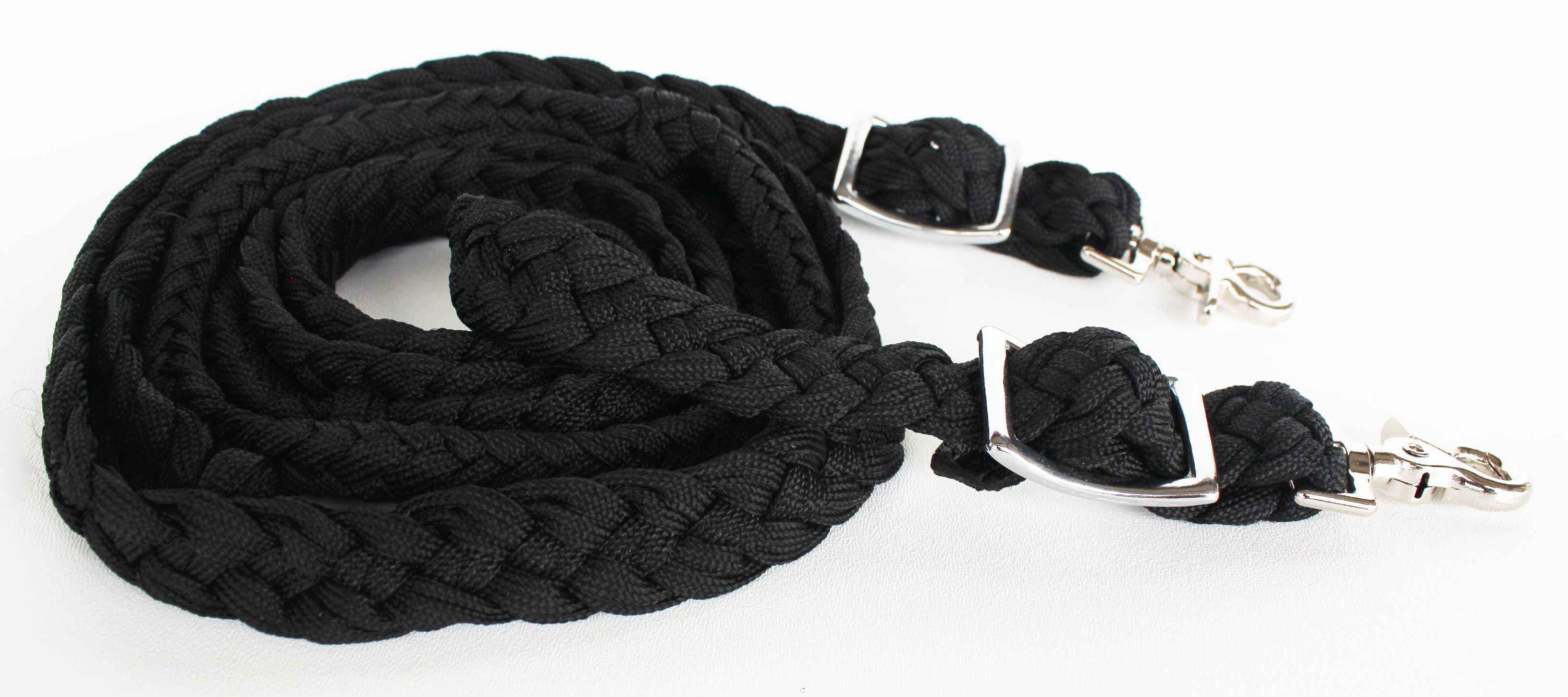 Roping Knotted Horse Tack Western Barrel Reins Rein Nylon Braided Black