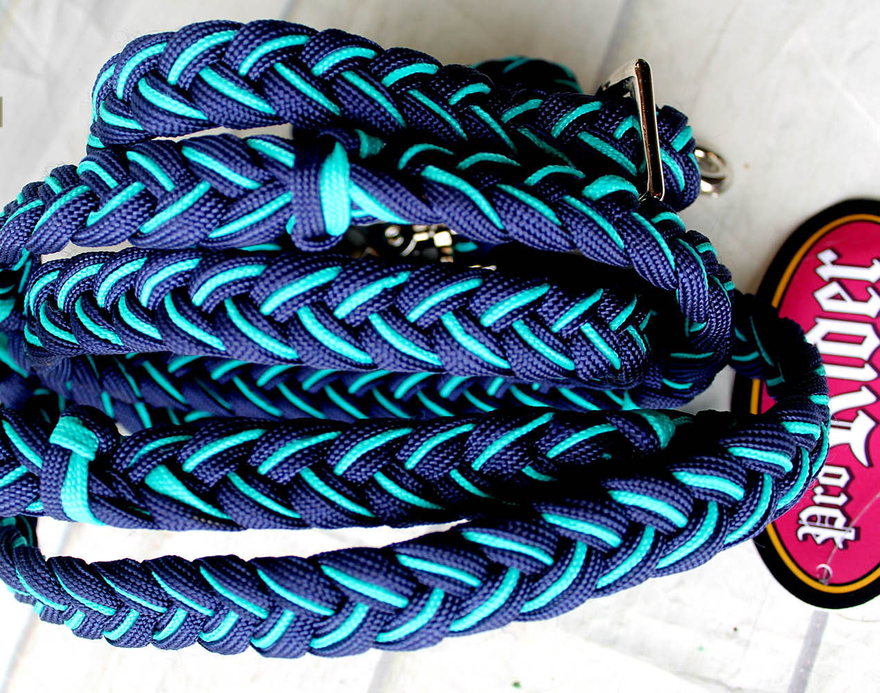 Horse Western Tack Nylon Braided Roping Knotted Barrel Reins Navy