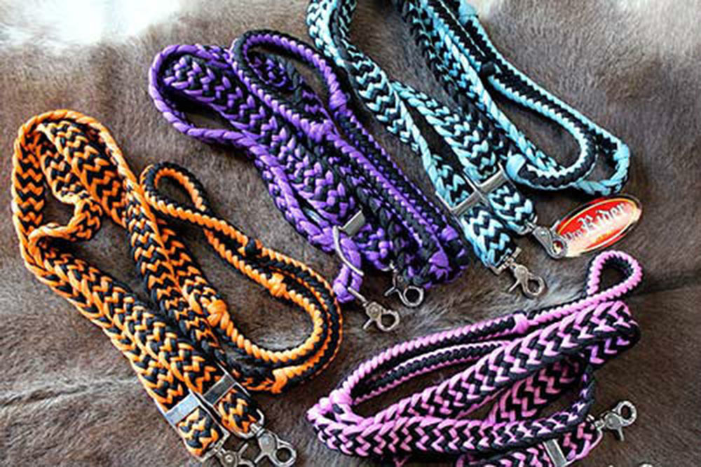 Lot of 4 Roping Knotted Horse Tack Western Barrel Reins Nylon Turquoise