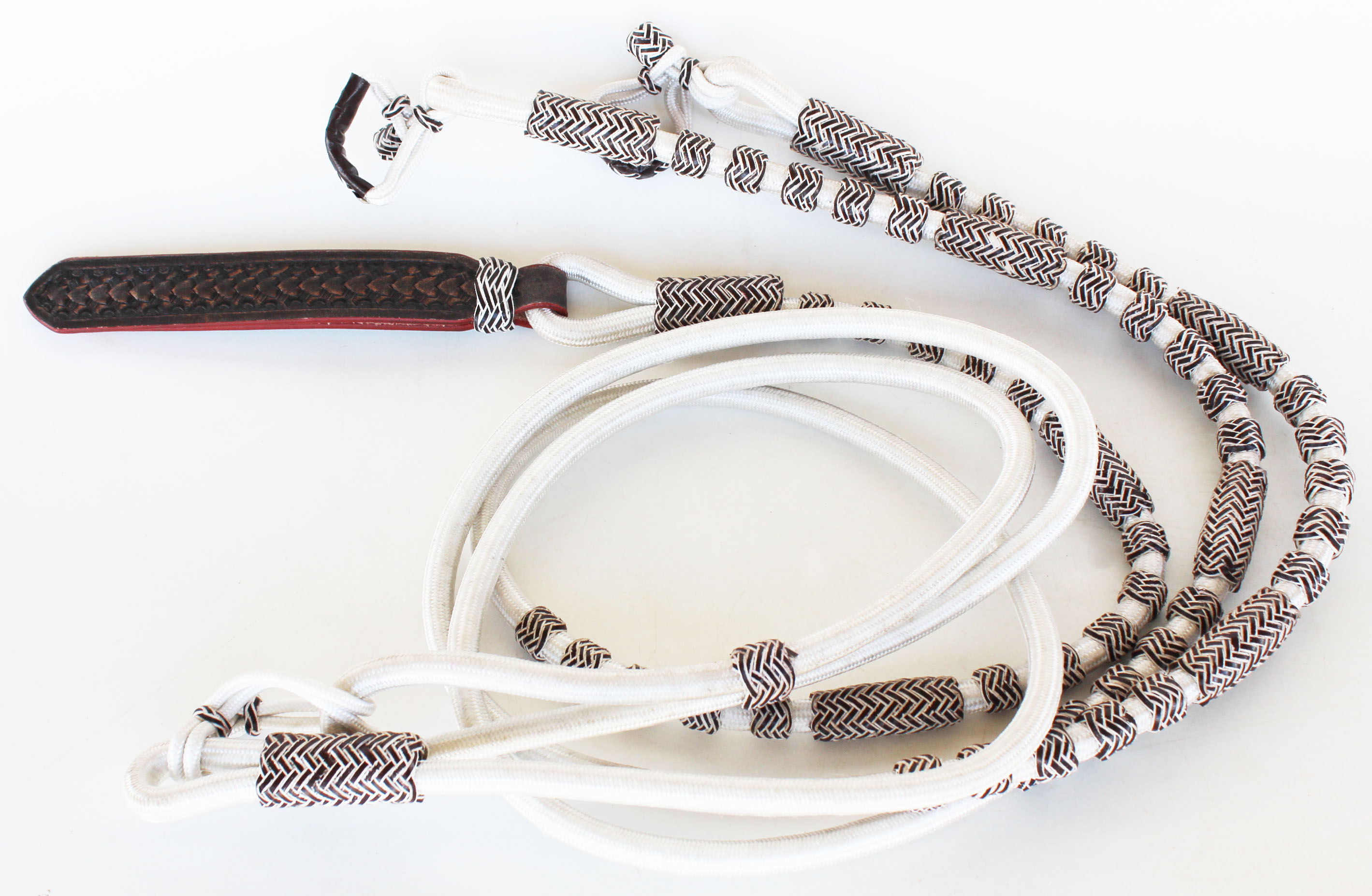 White Braided Rawhide Nylon Romel Romal Rommel Western Cowboy Horse