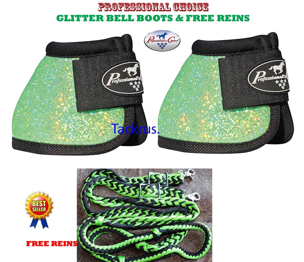 M-Professional-Choice-Pferd-Sicherer-Sitz-Glitzer-Bell-Stiefel-Limetten-Gruen