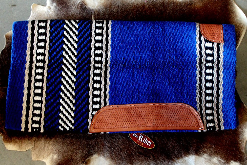 34x36 Horse Wool Western Show Trail SADDLE BLANKET Rodeo Pad Rug Blue