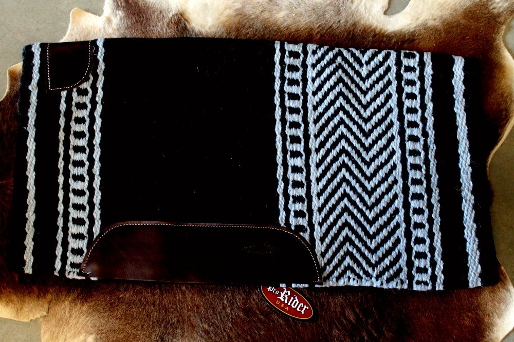 34x36 Horse Wool Western Show Trail SADDLE BLANKET Rodeo Pad Rug Black