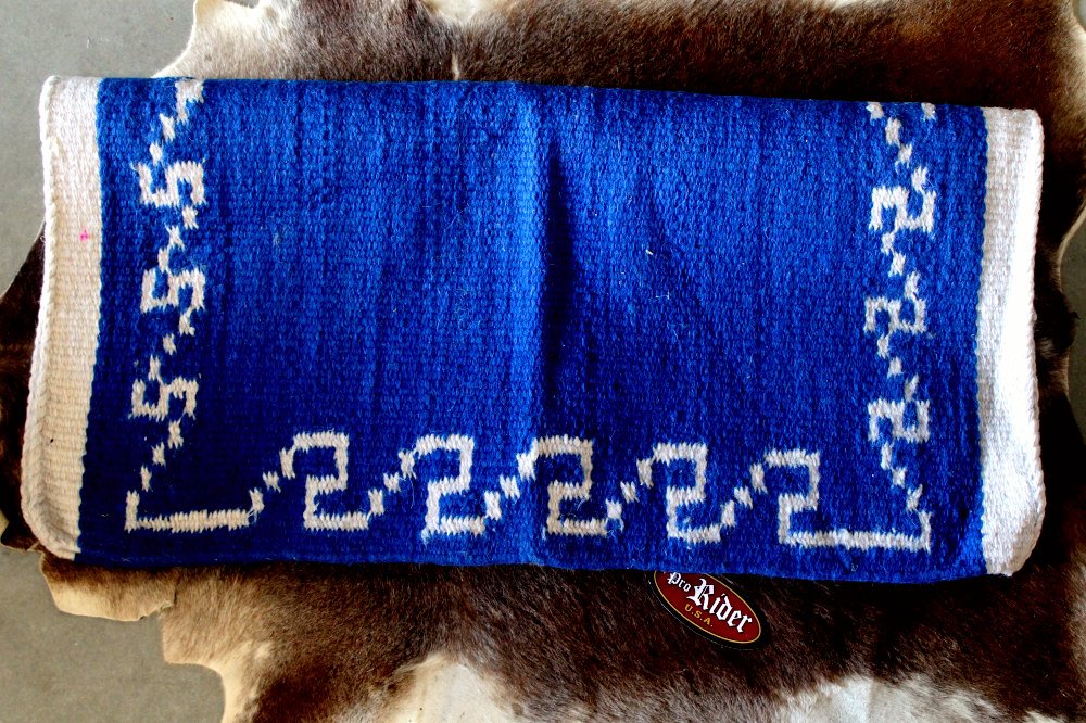 34x36 Horse Wool Western Show Trail SADDLE BLANKET Rodeo Pad Rug Blue