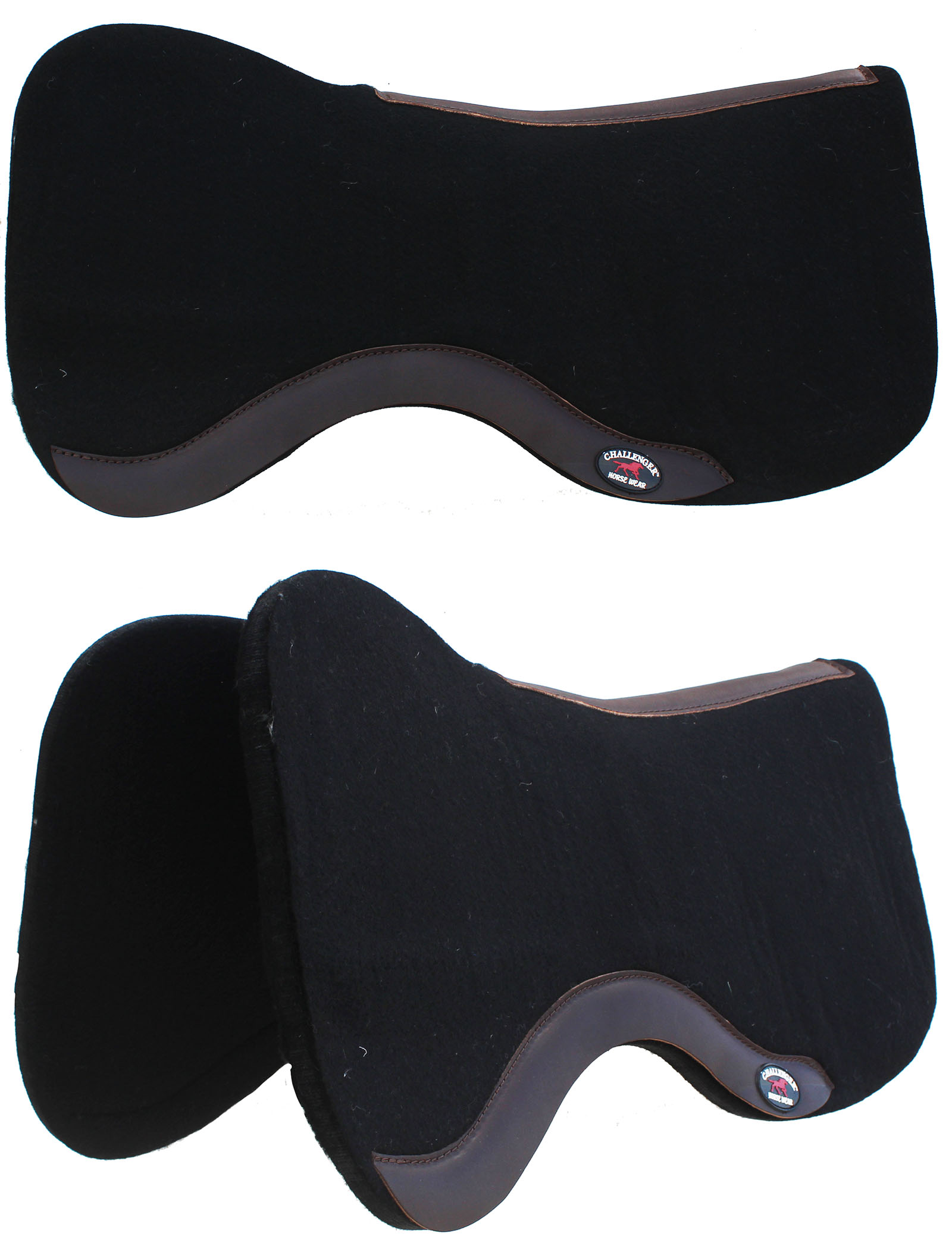 Horse SADDLE PAD Western Contoured Wool Felt Moisture Wicking Black