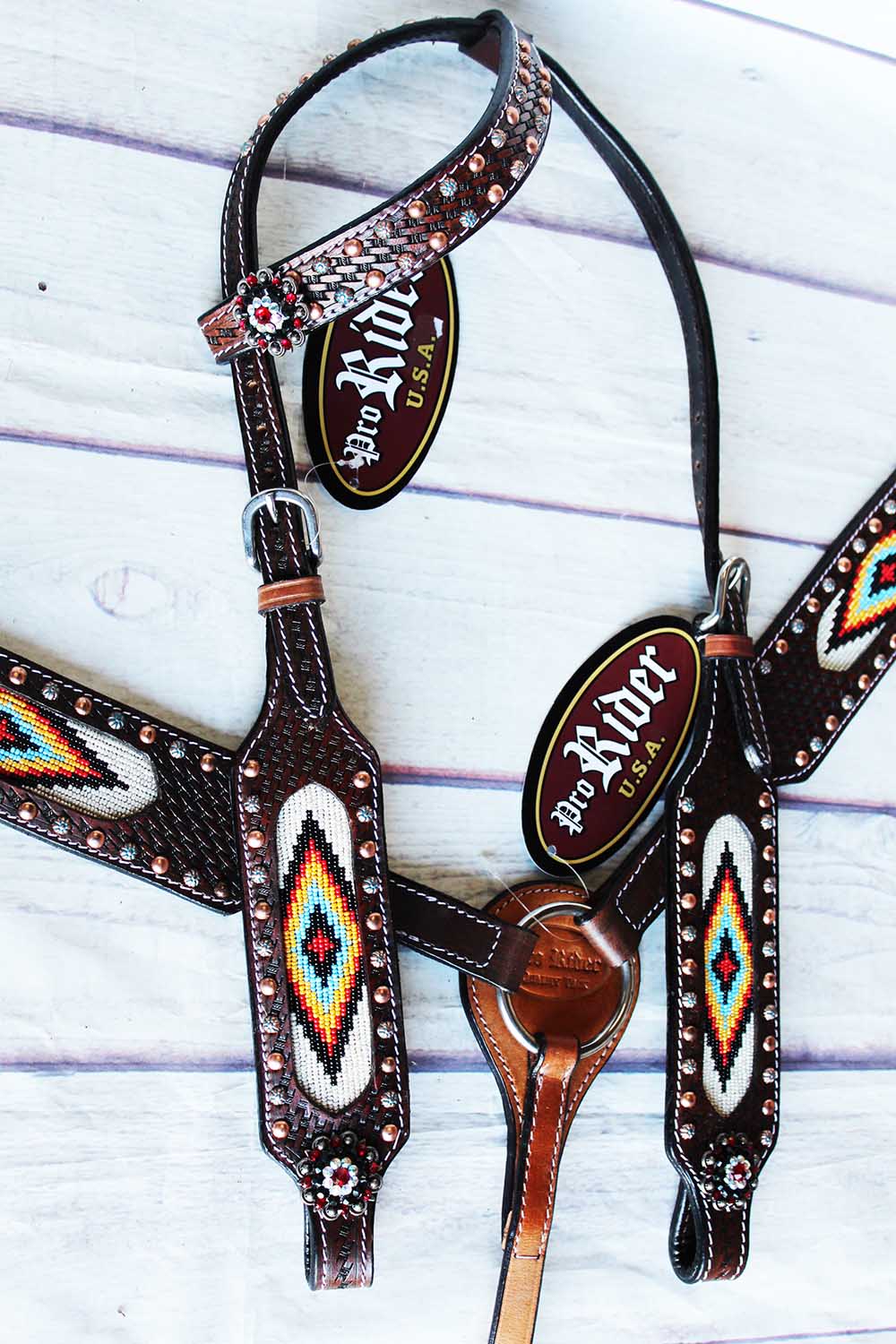 Horse Show Bridle Western Leather Headstall Breast Collar Tack Hand